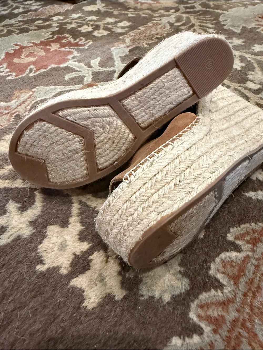 Marc Fisher Tan Suede Espadrille Wedge Sandals